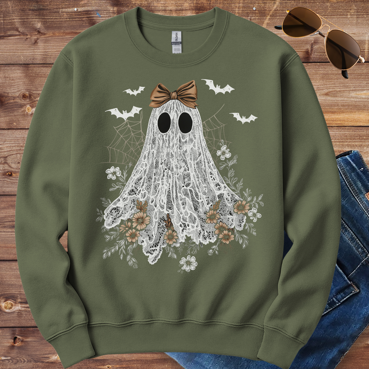 Lace Ghost Halloween Crewneck