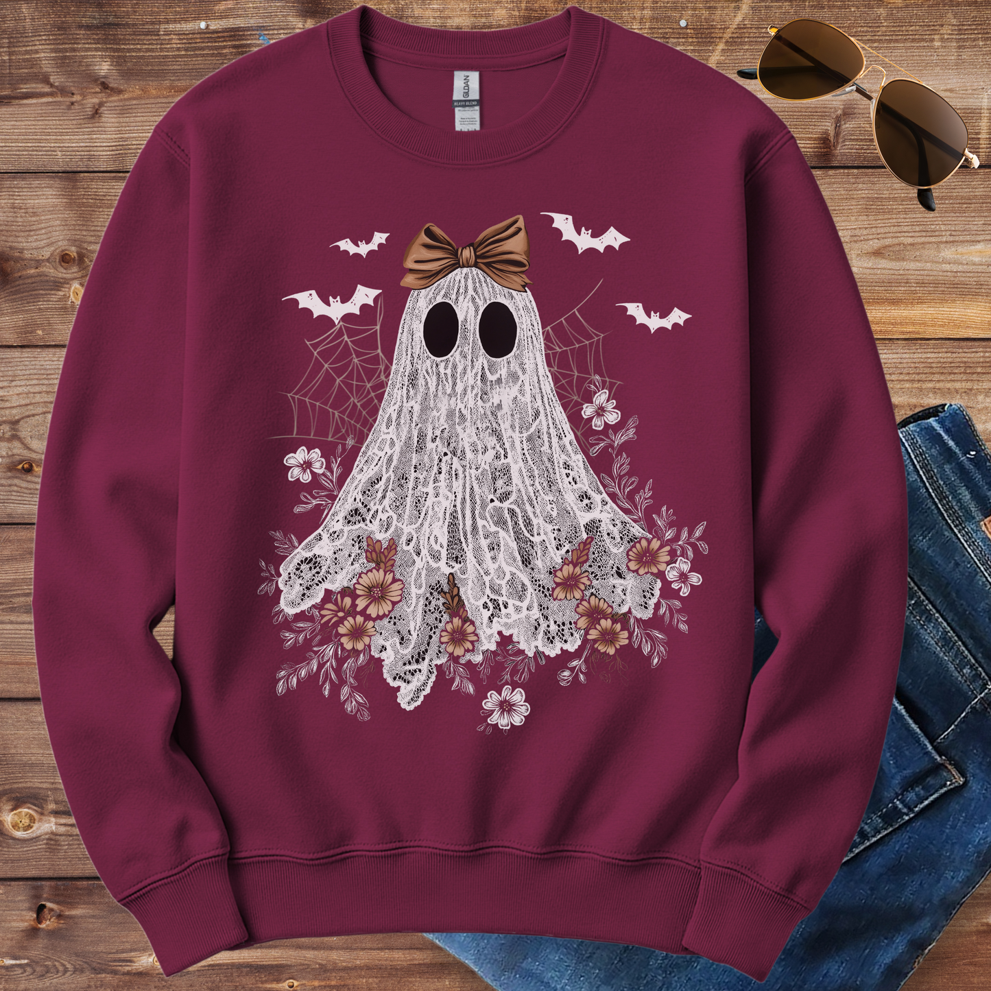 Lace Ghost Halloween Crewneck