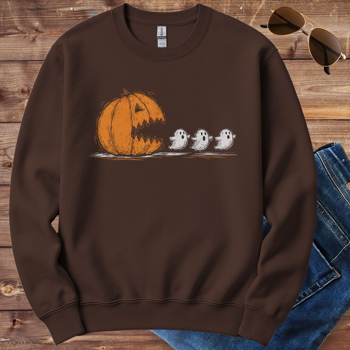 Pacman Pumpkin Ghost Crewneck
