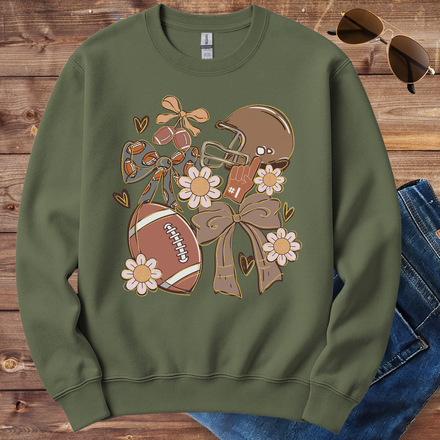 Football And Flowers Crewneck
