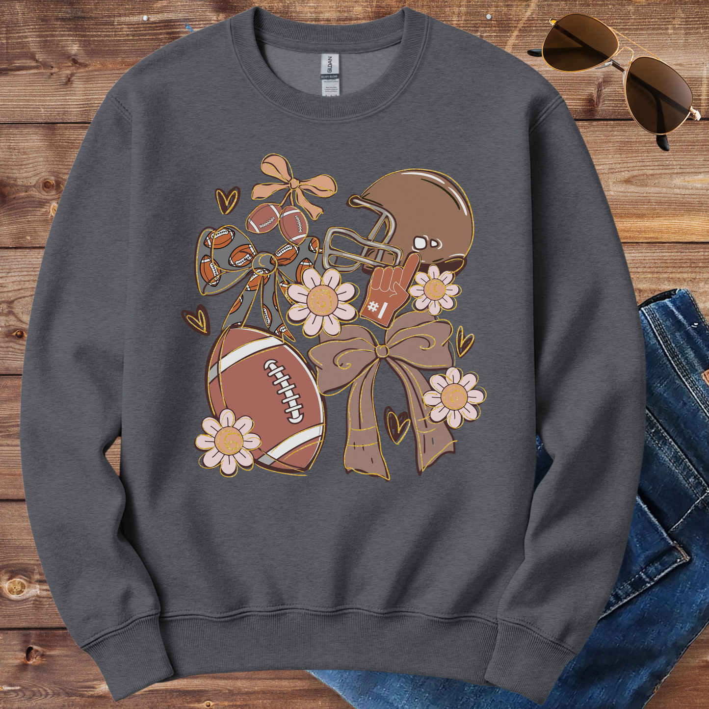 Football And Flowers Crewneck