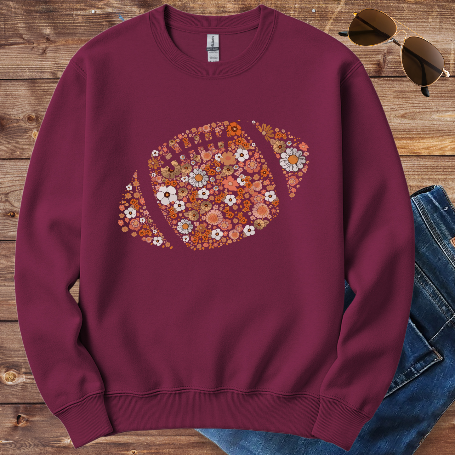 Floral Football Crewneck