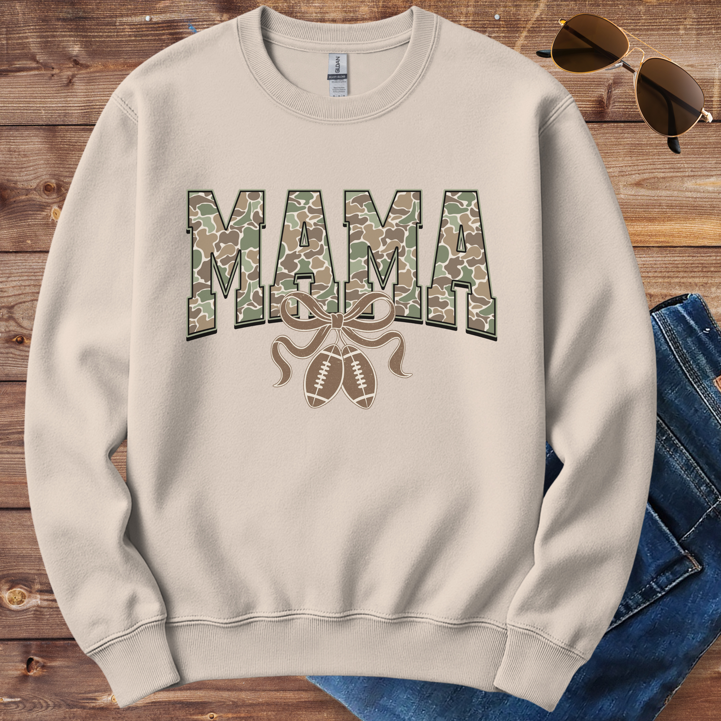 Camo Mama Football Crewneck