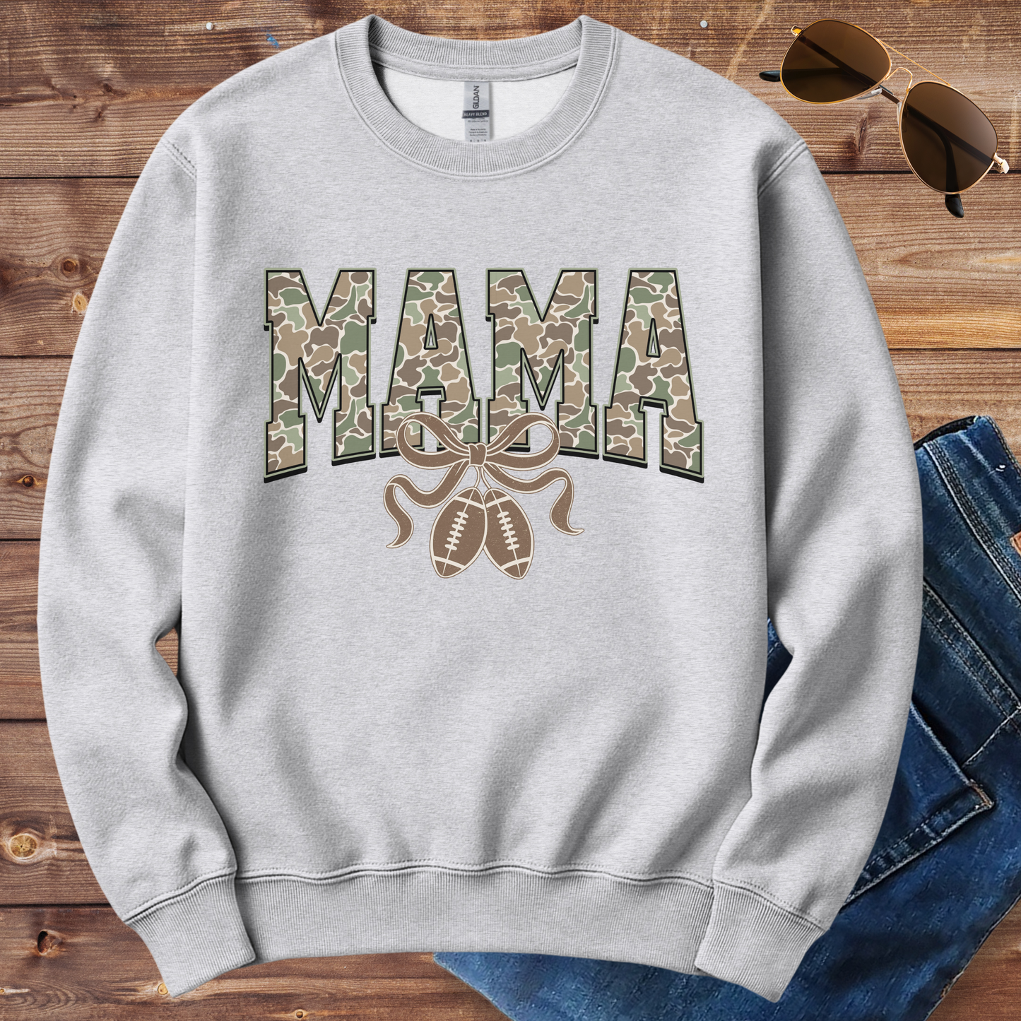 Camo Mama Football Crewneck