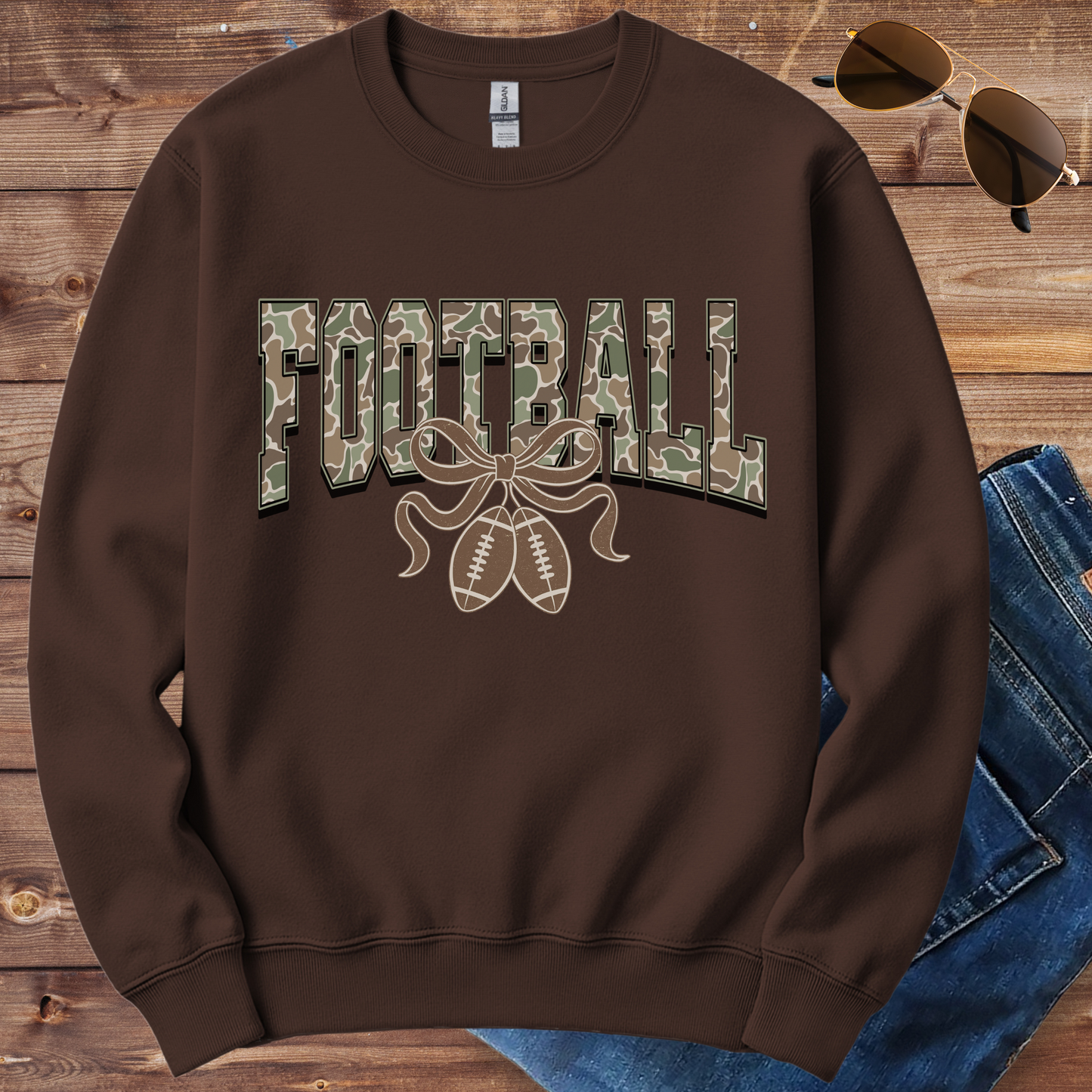 Camo Football Crewneck