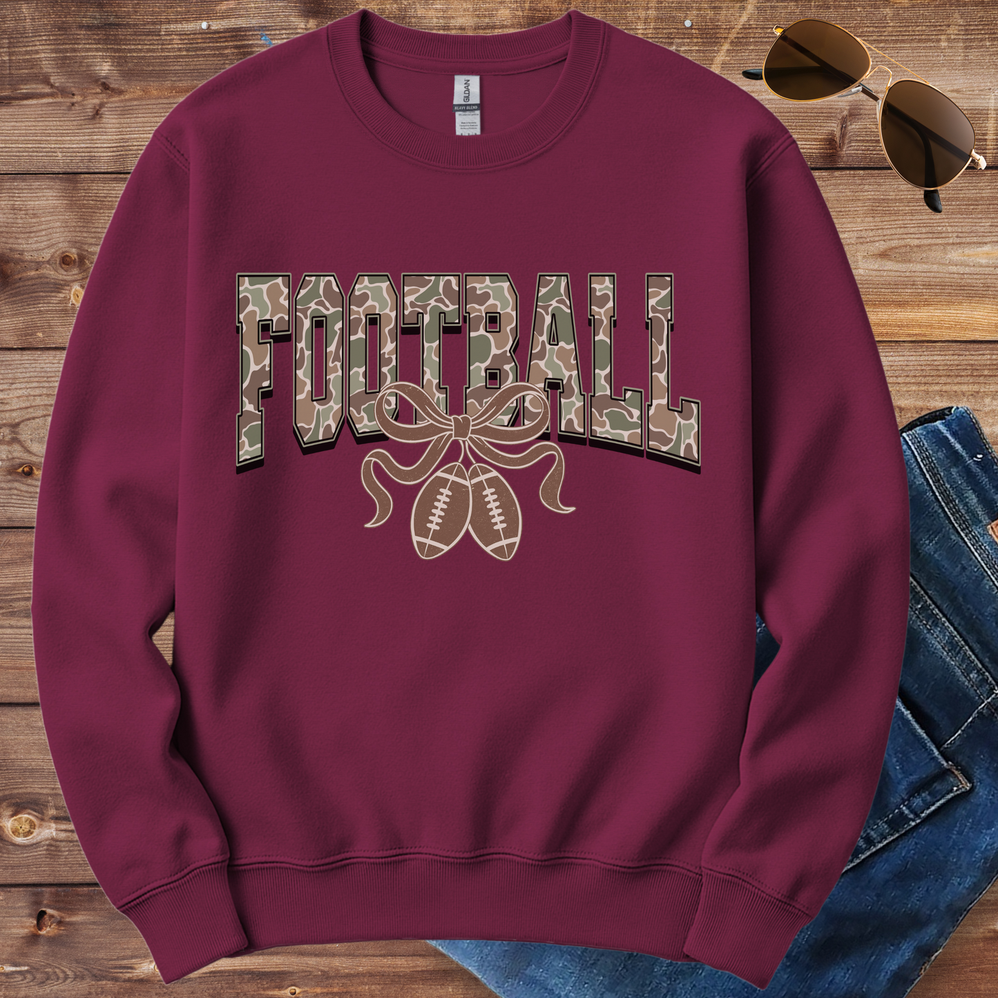Camo Football Crewneck