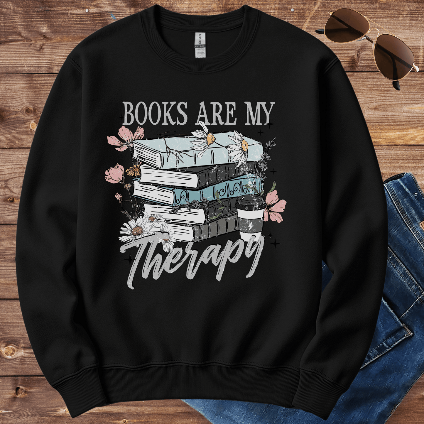 Books Are My Therapy Crewneck