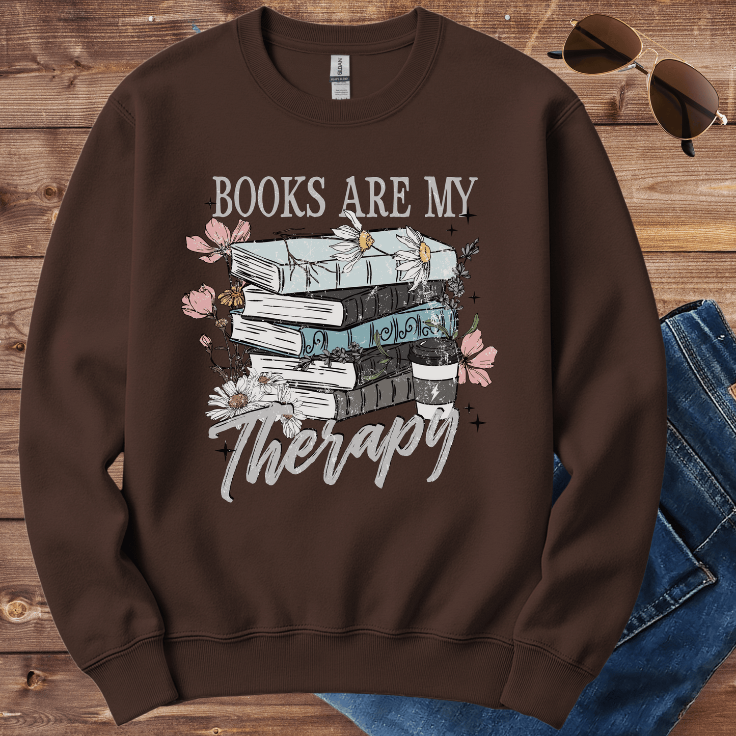 Books Are My Therapy Crewneck