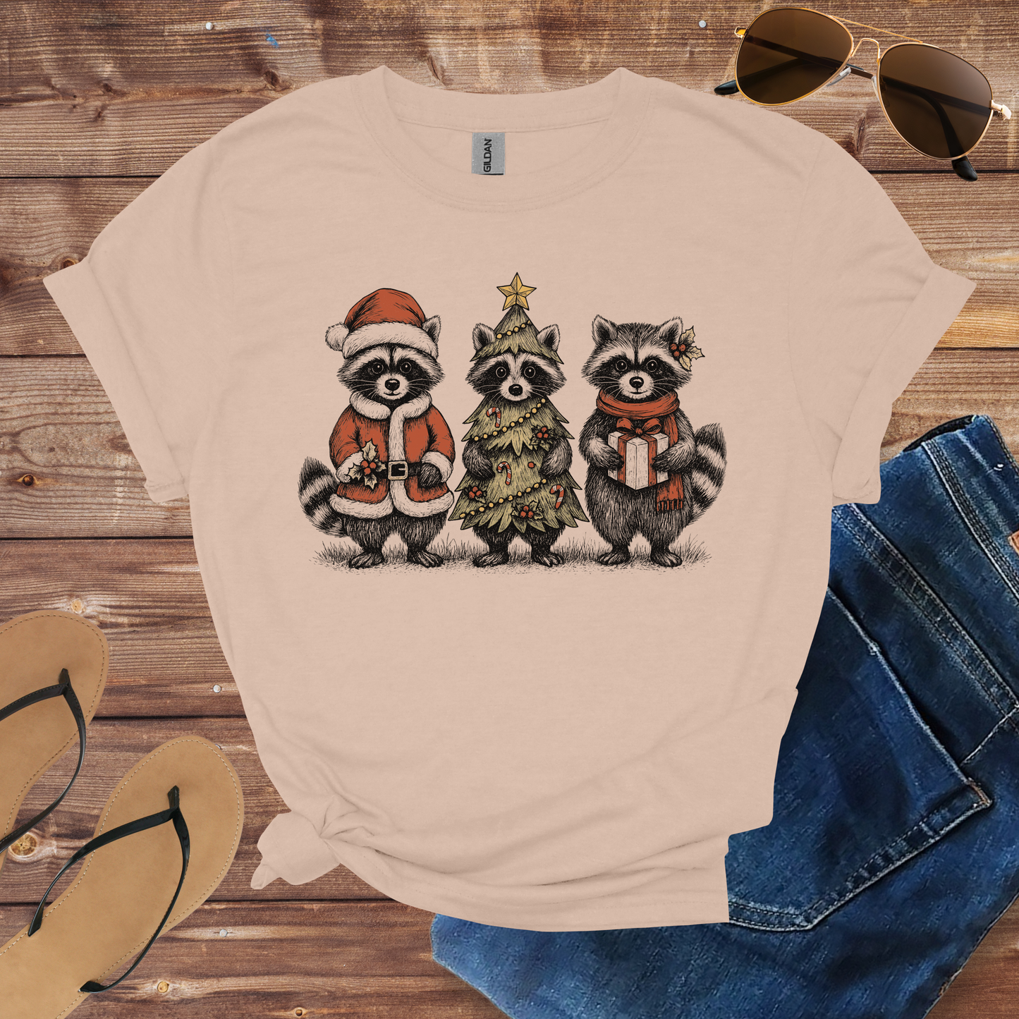 Christmas Raccoon Trio Shirt