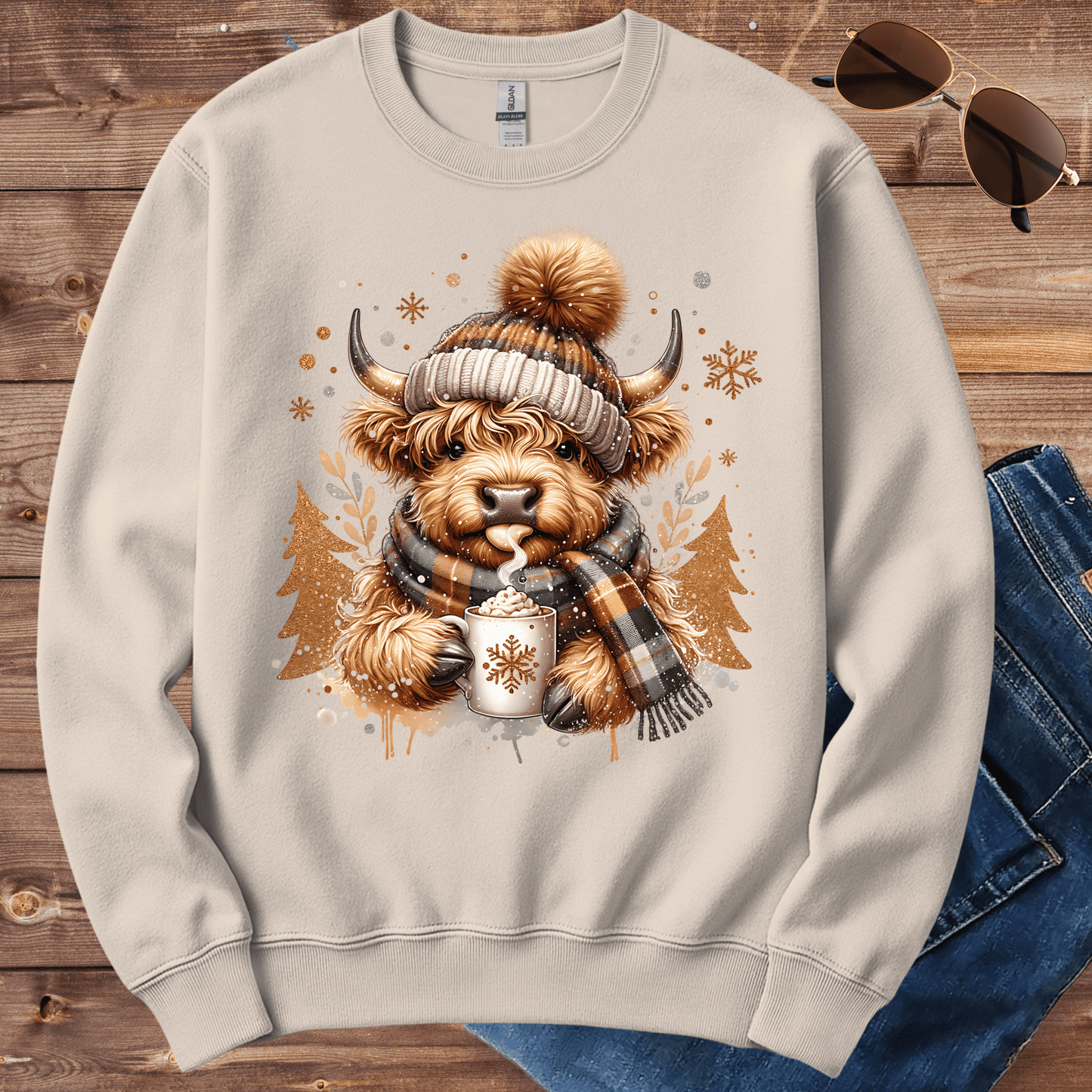 Cozy Winter Cow Crewneck