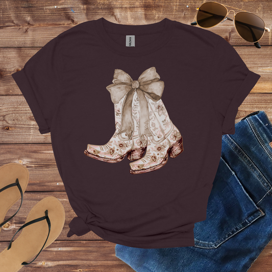 Vintage Floral Cowgirl Boots Shirt