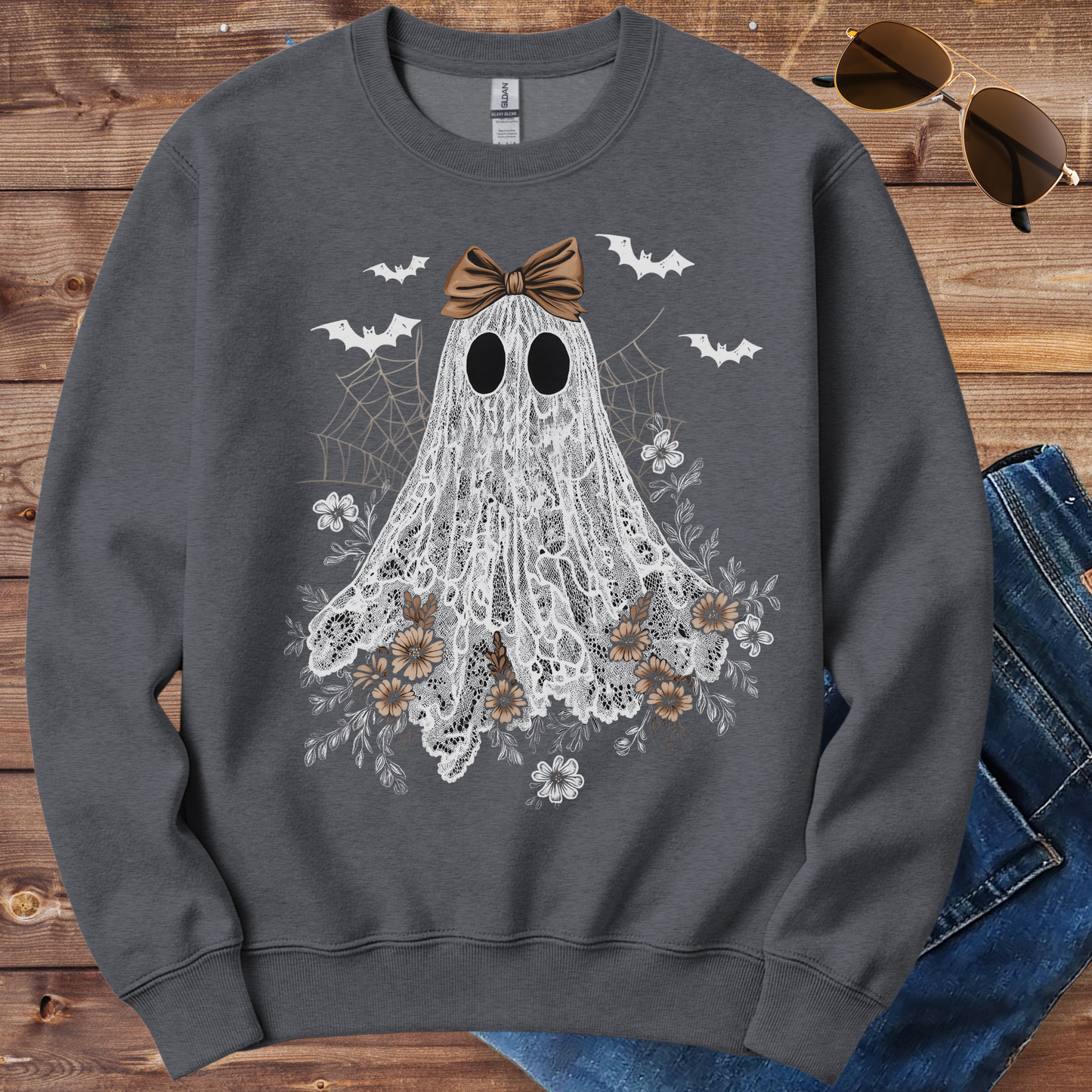 Lace Ghost Halloween Crewneck