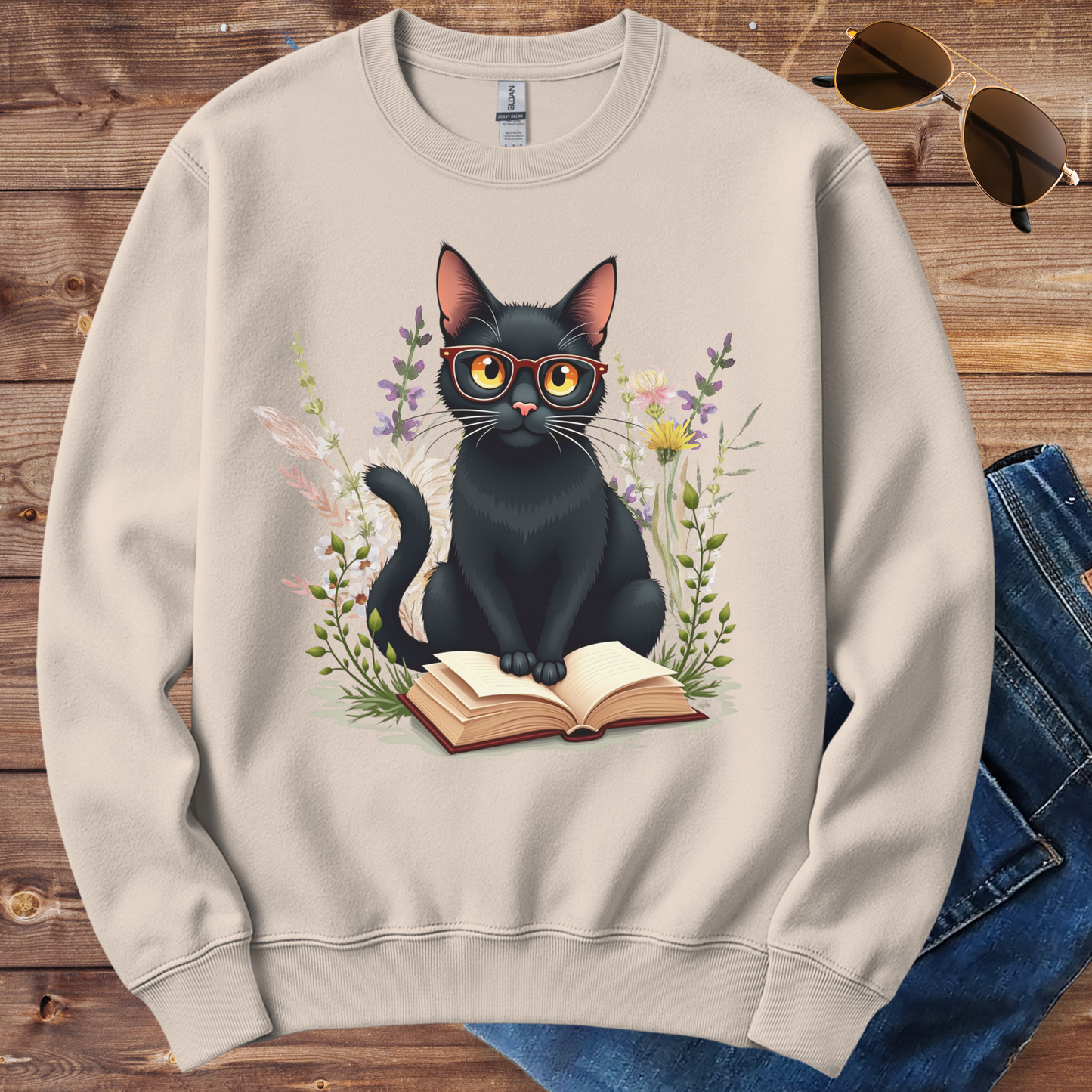 Reading Cat Crewneck