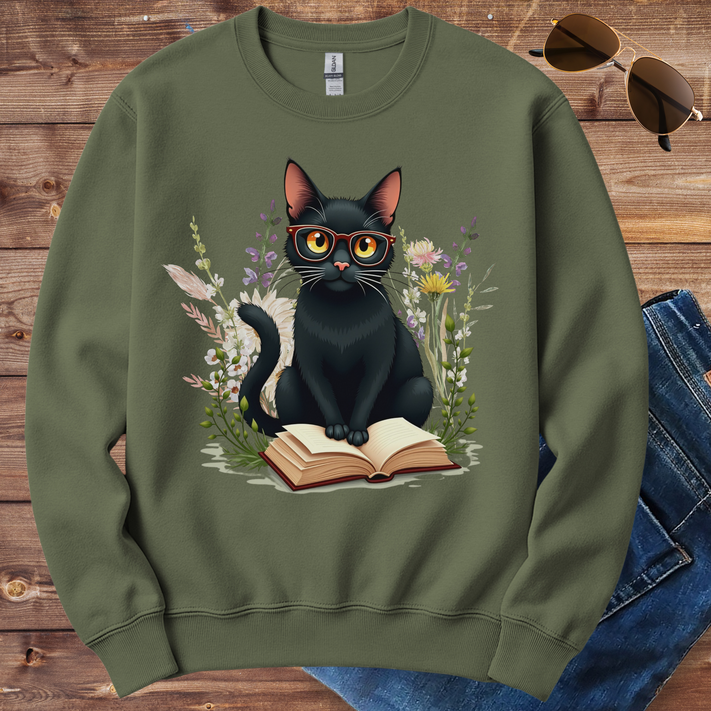 Reading Cat Crewneck