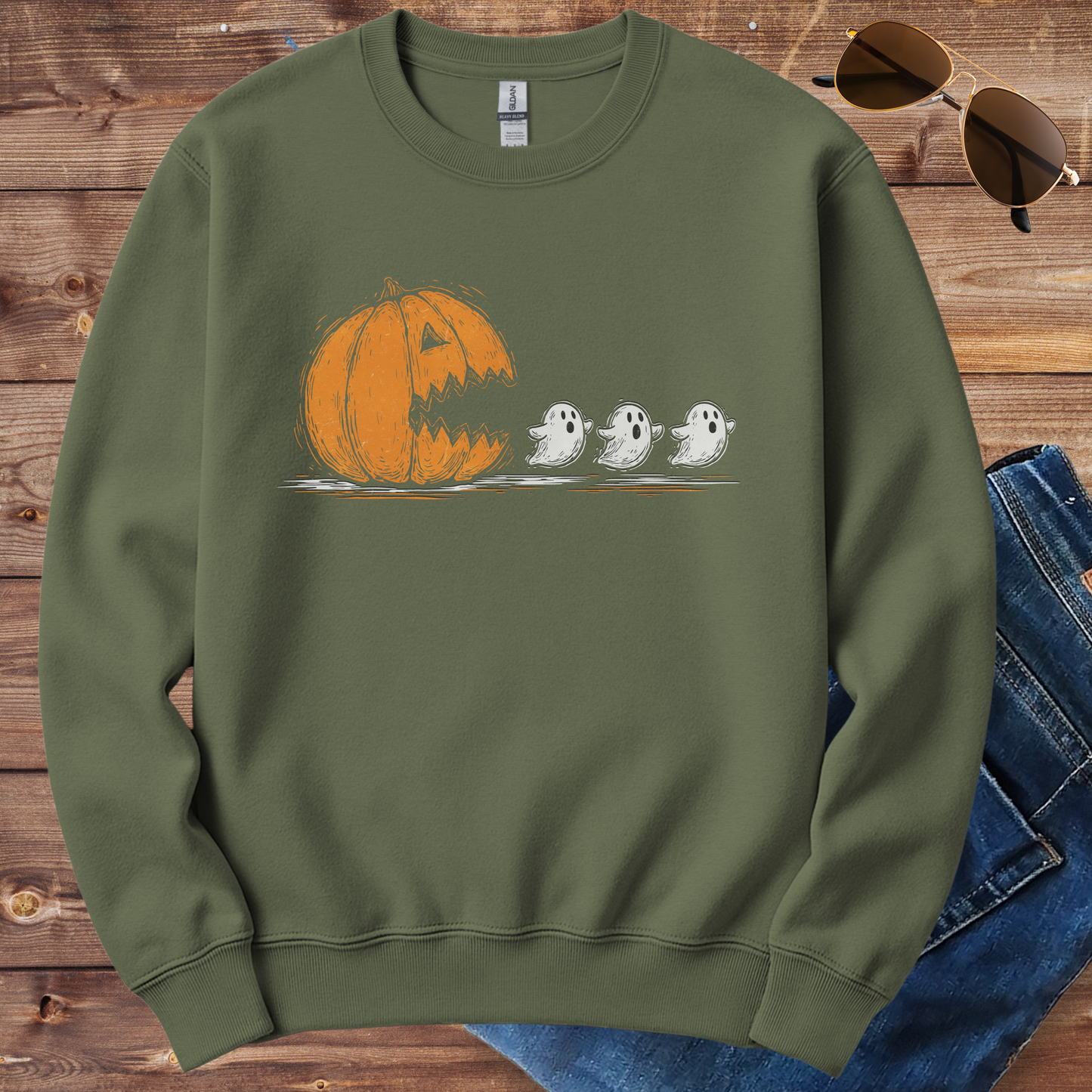 Pacman Pumpkin Ghost Crewneck