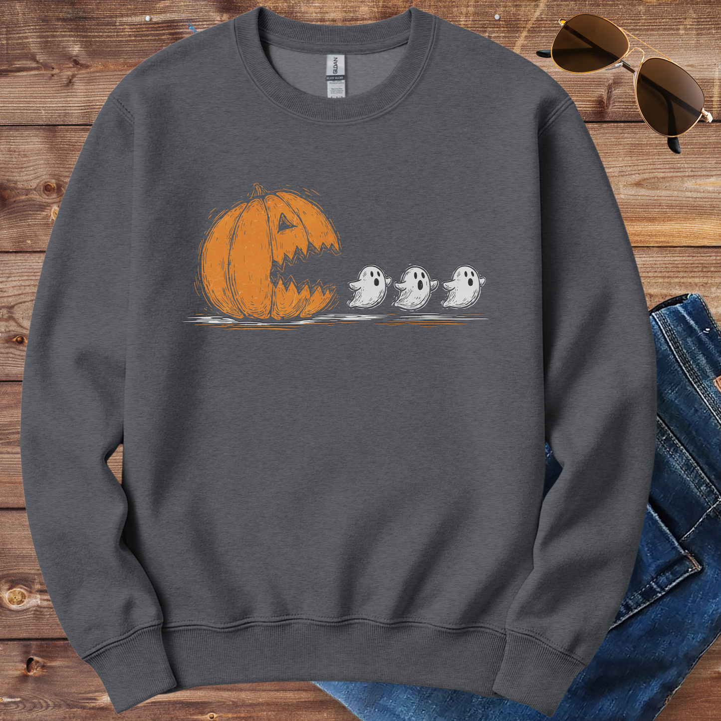 Pacman Pumpkin Ghost Crewneck