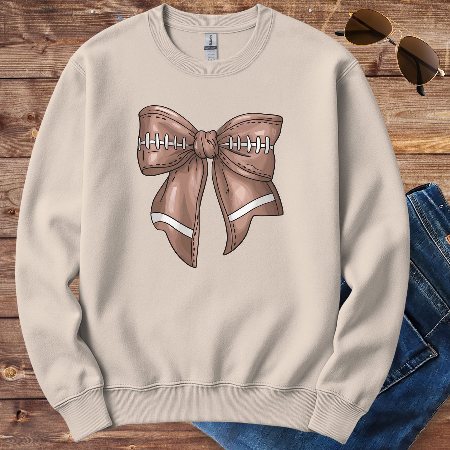 Football Bow Crewneck