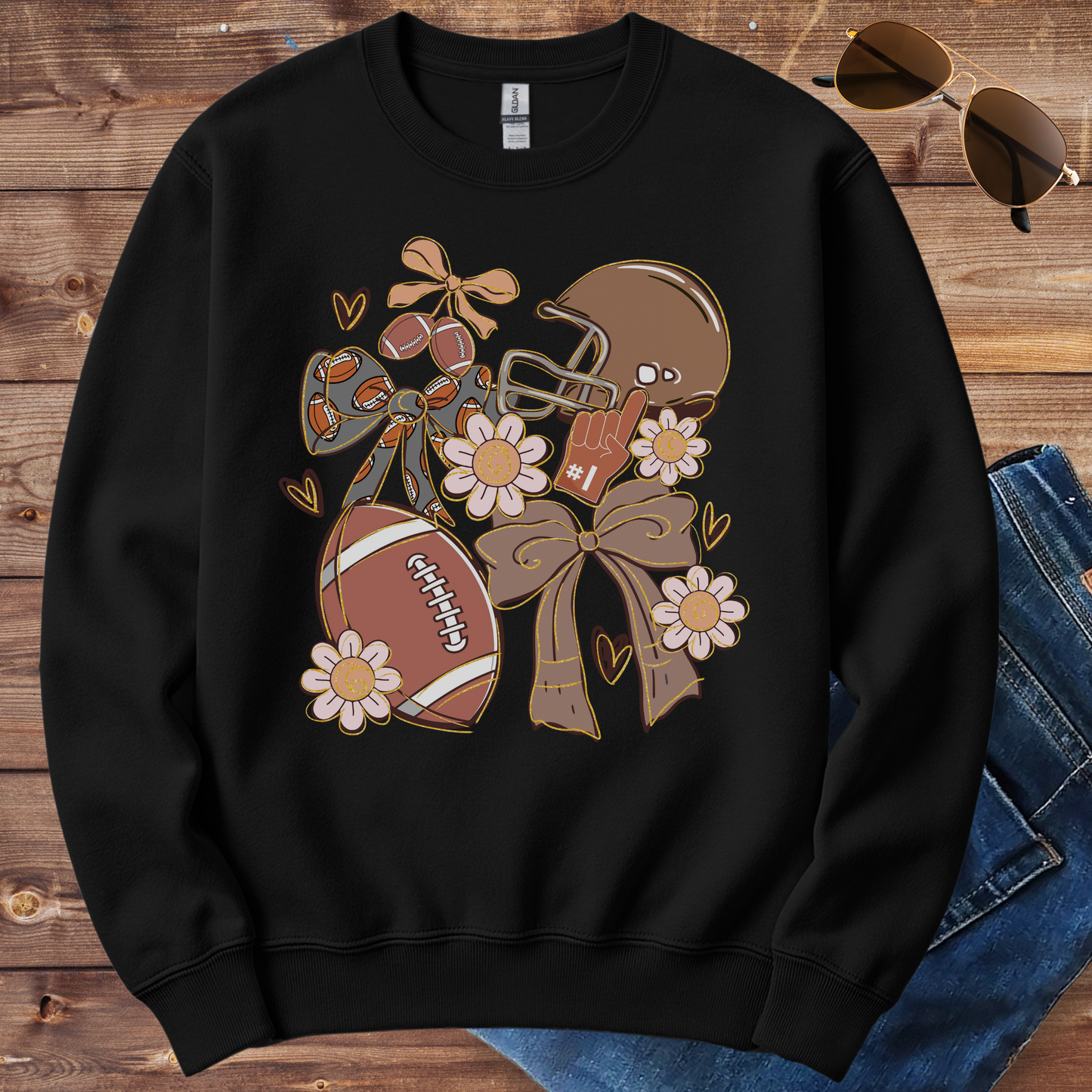 Football And Flowers Crewneck