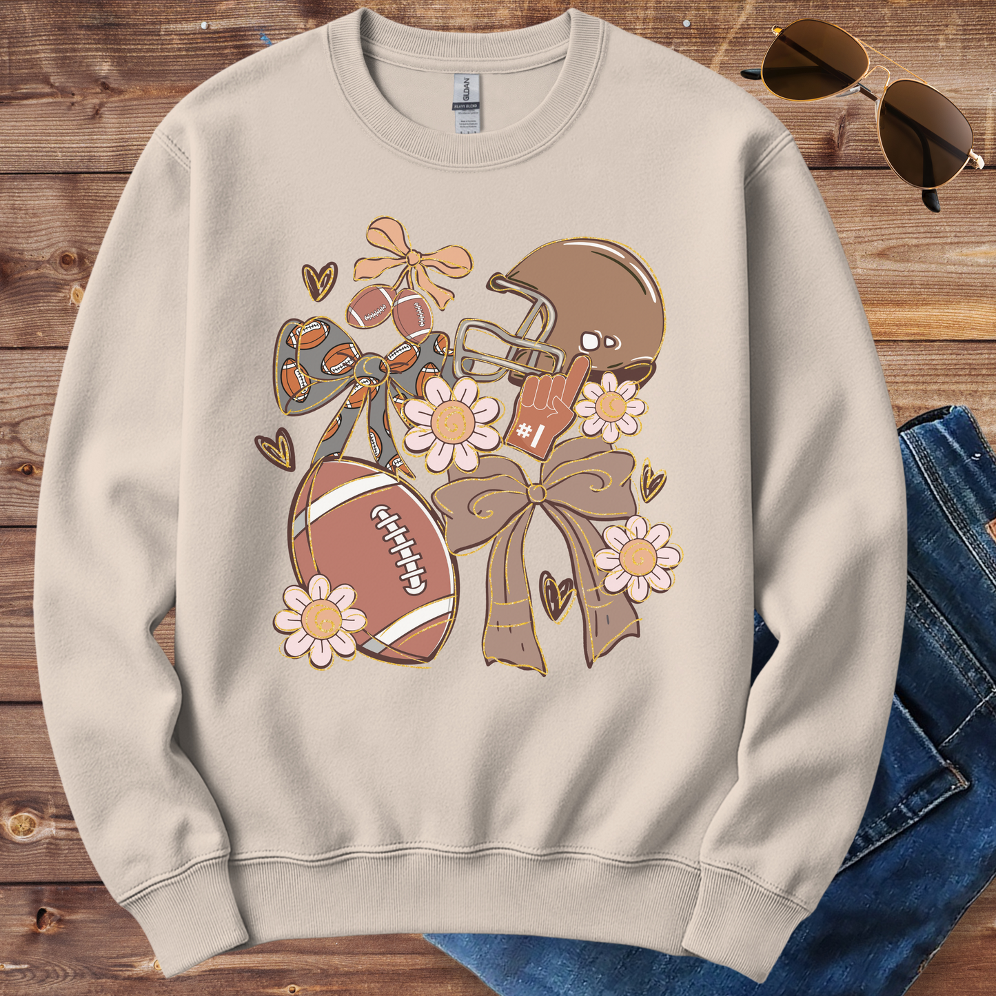 Football And Flowers Crewneck