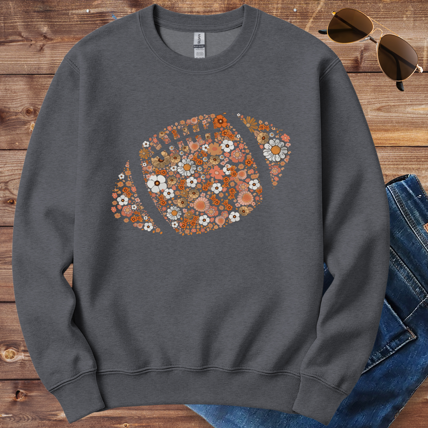 Floral Football Crewneck