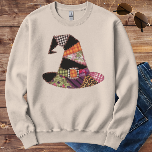 Fall Patchwork Witch Hat Crewneck