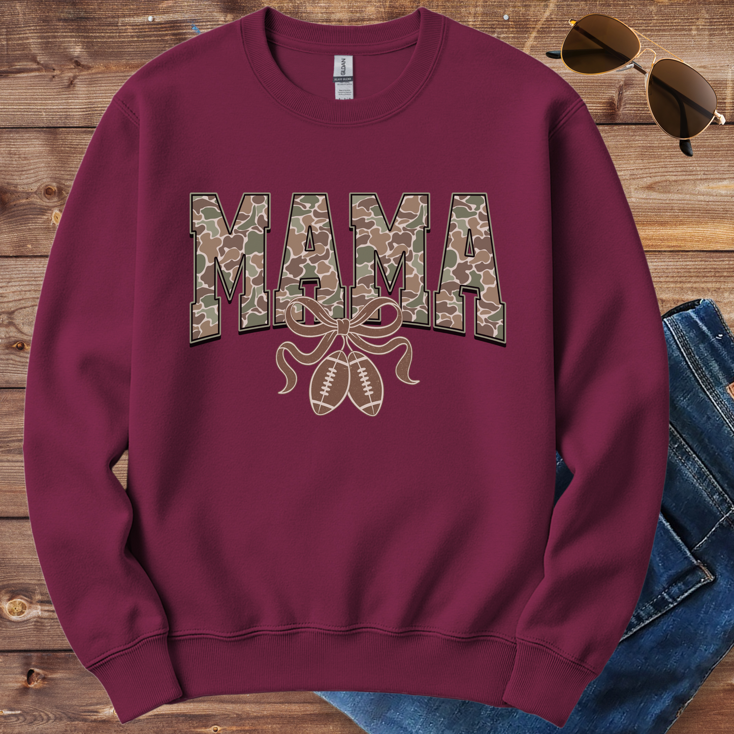 Camo Mama Football Crewneck