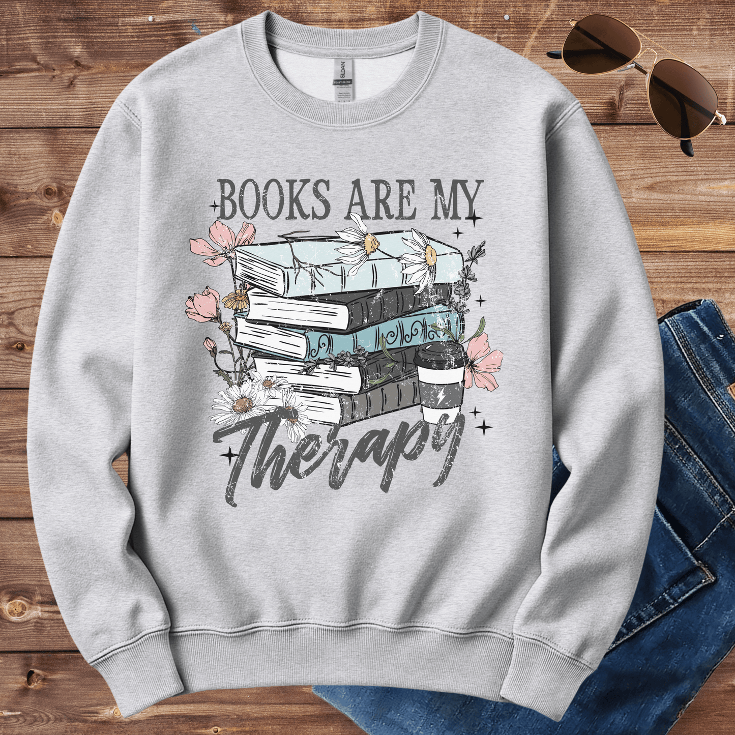 Books Are My Therapy Crewneck