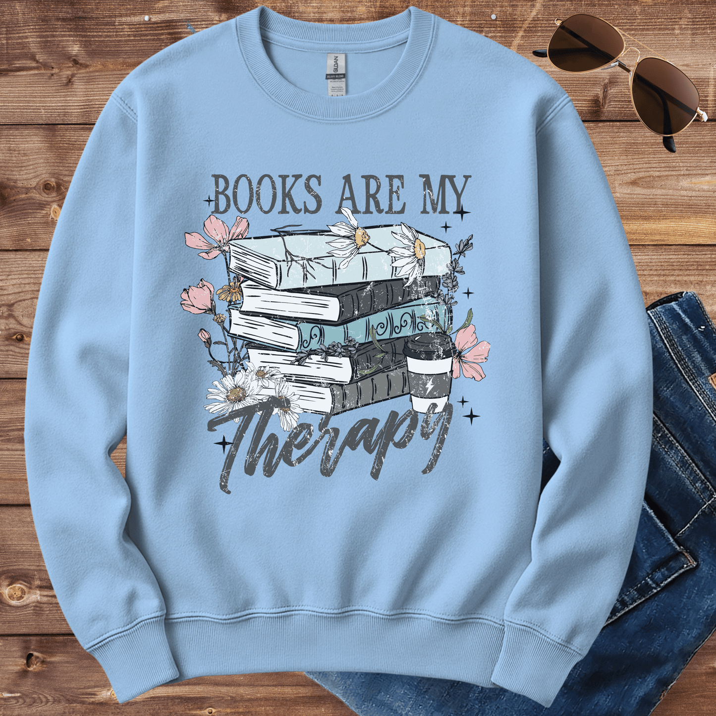 Books Are My Therapy Crewneck