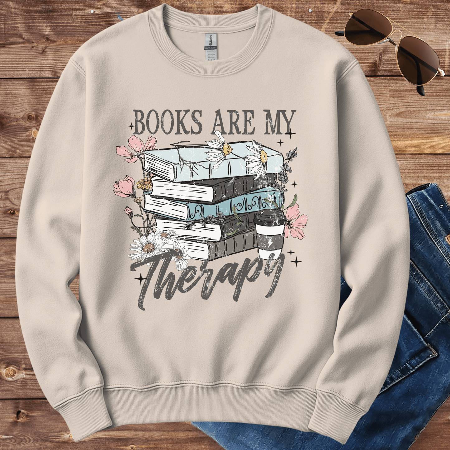 Books Are My Therapy Crewneck