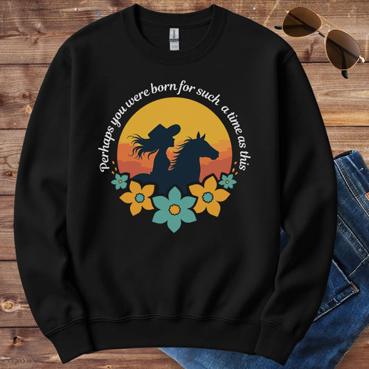 Western Cowgirl Horse Sunset Crewneck