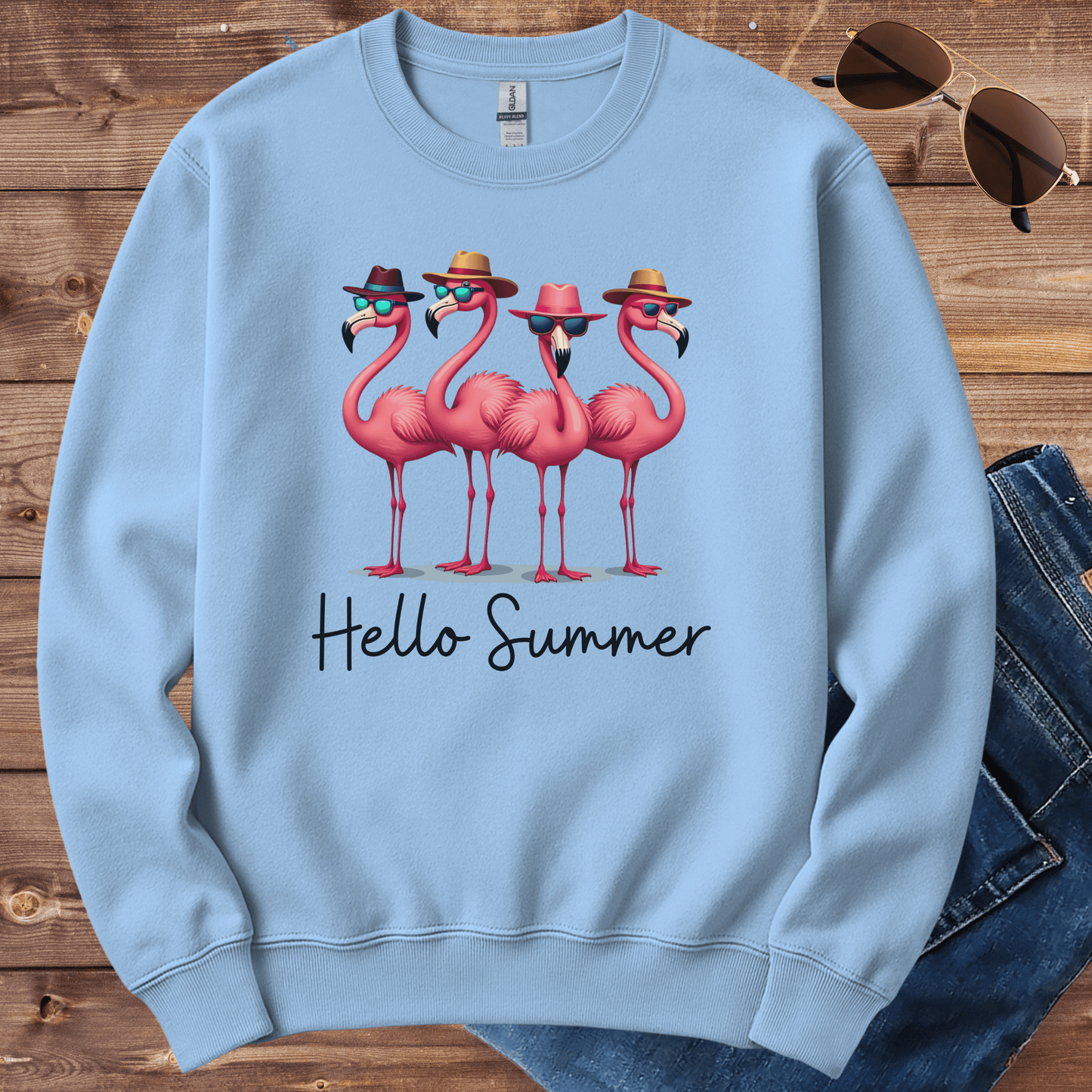 Hello Summer Flamingo Crewneck