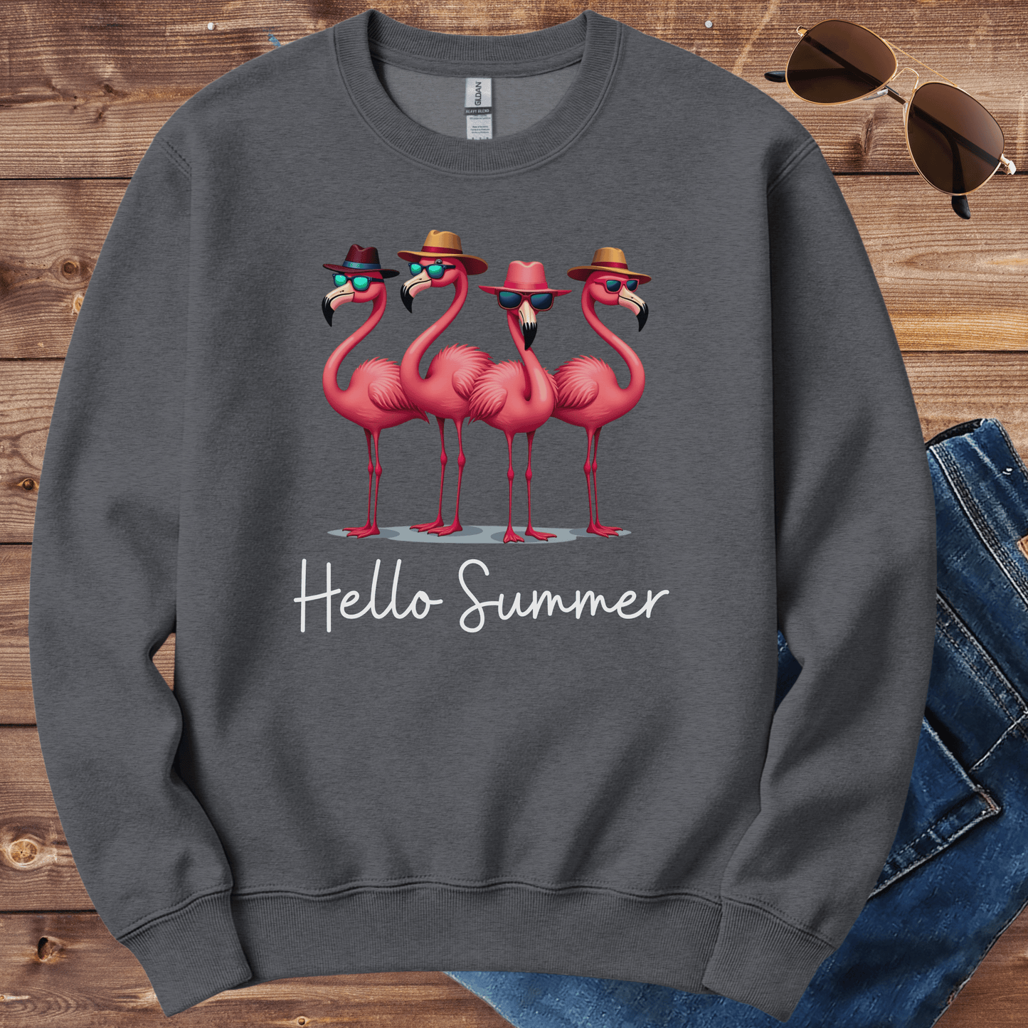 Hello Summer Flamingo Crewneck
