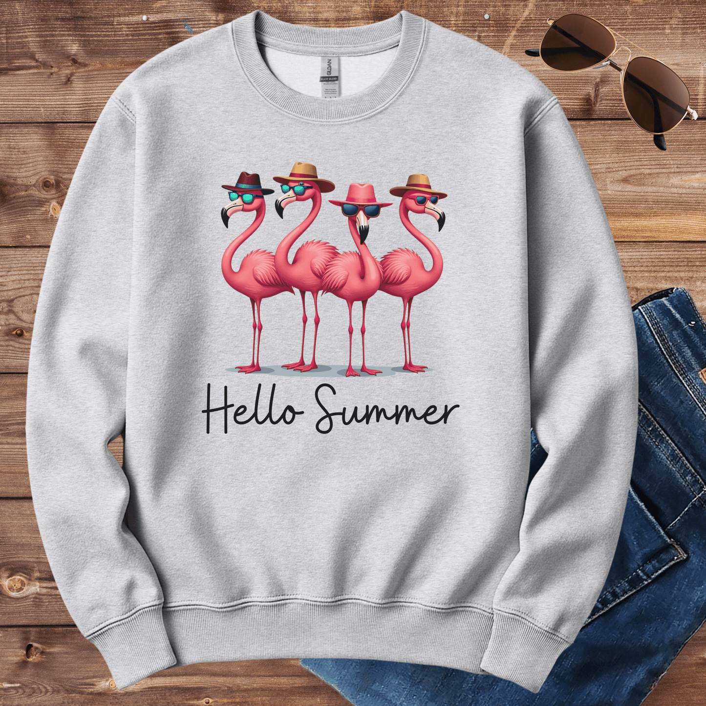Hello Summer Flamingo Crewneck
