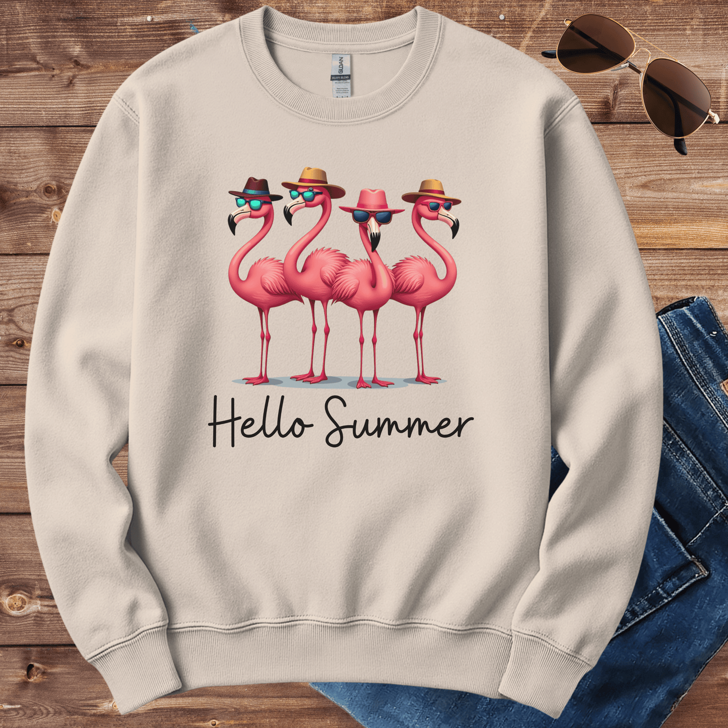 Hello Summer Flamingo Crewneck