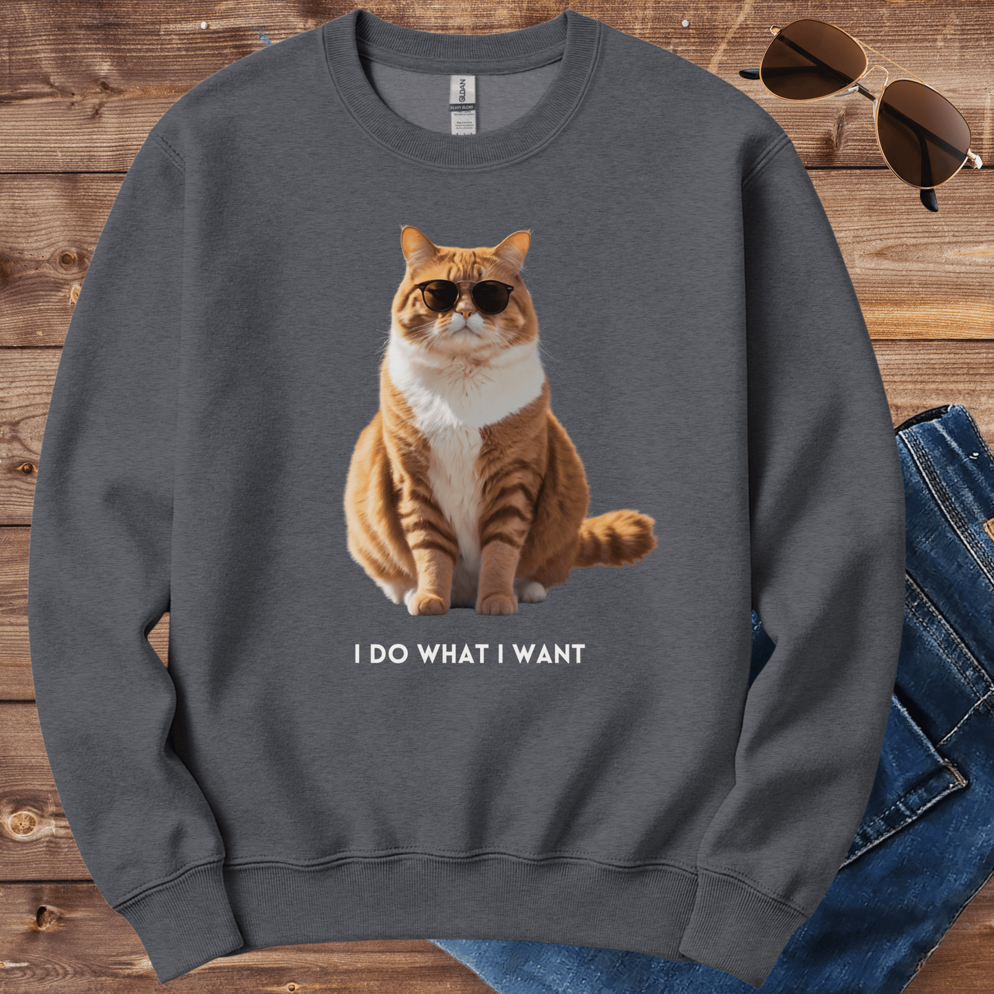 Sunglasses Cat Crewneck