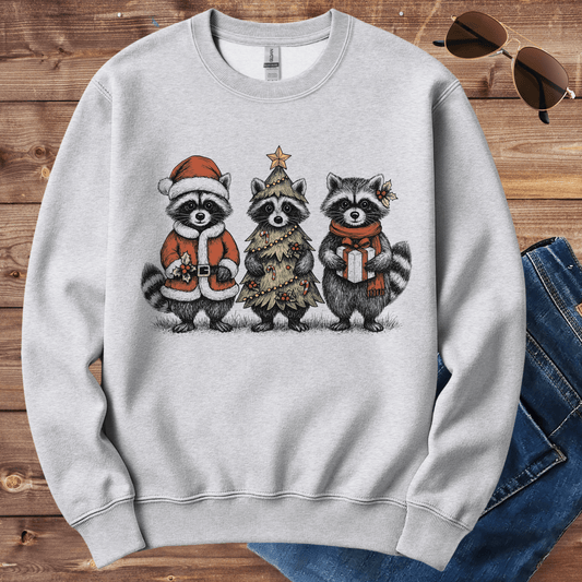Christmas Raccoon Trio Crewneck