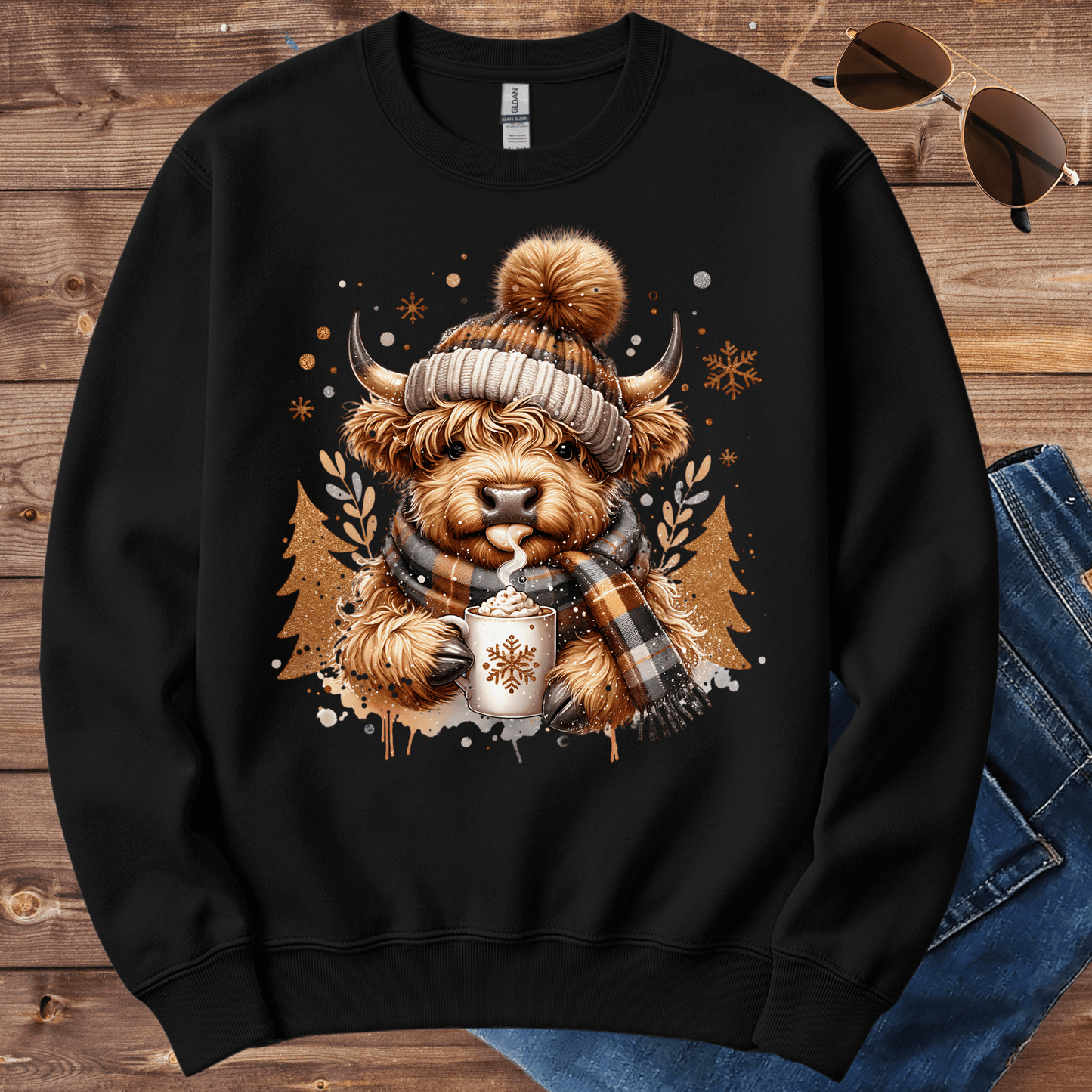 Cozy Winter Cow Crewneck