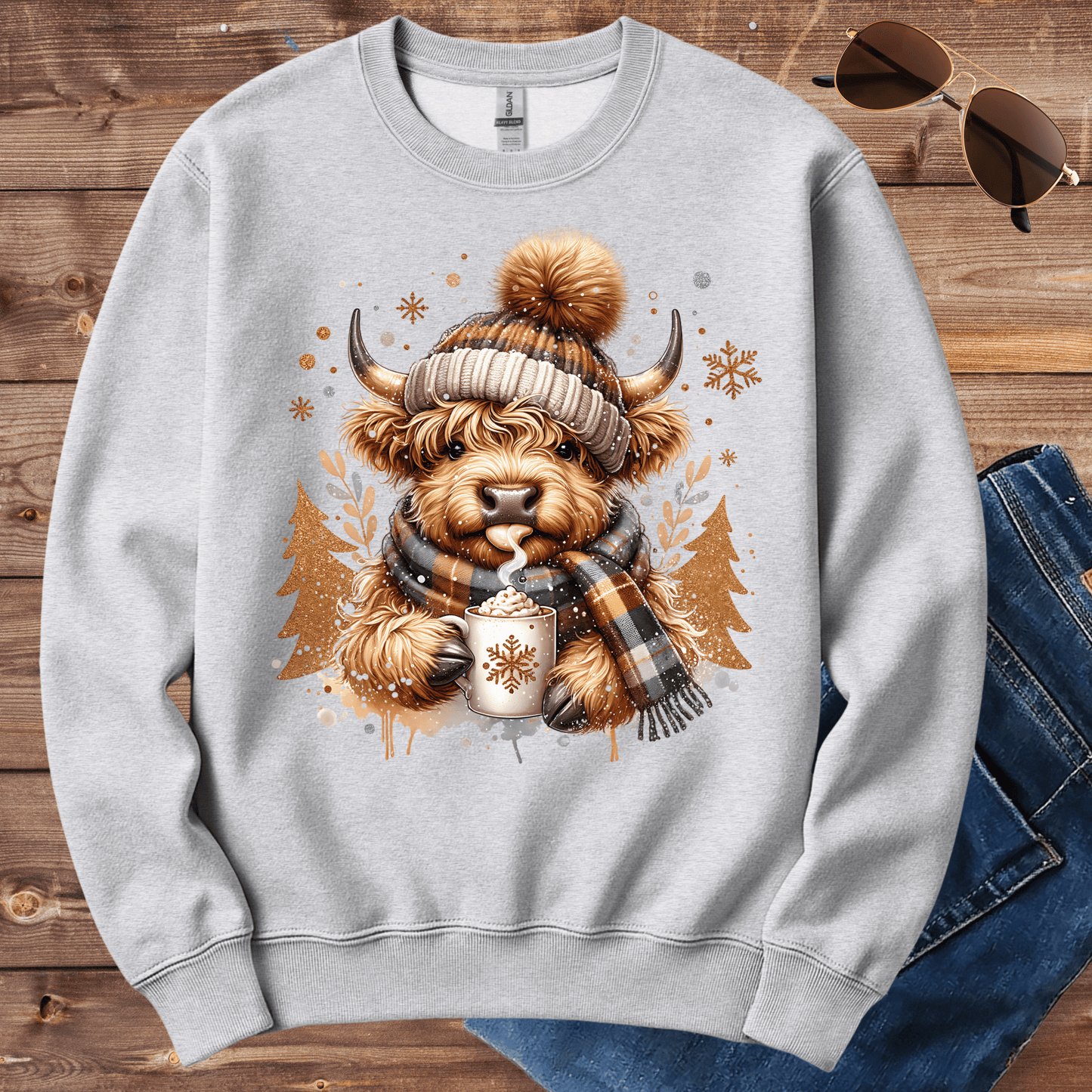 Cozy Winter Cow Crewneck